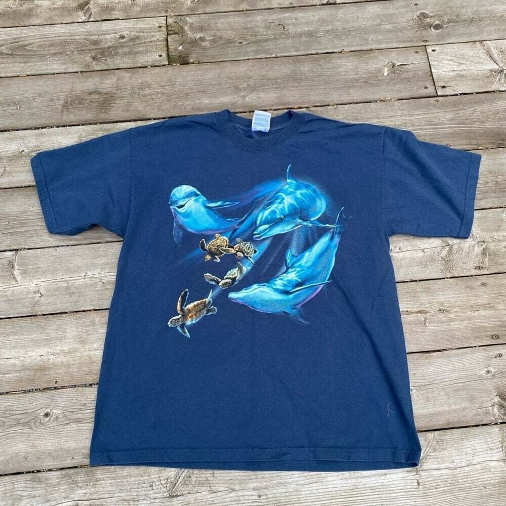 Vintage 90s Dolphin Fish Graphic T Shirt XL